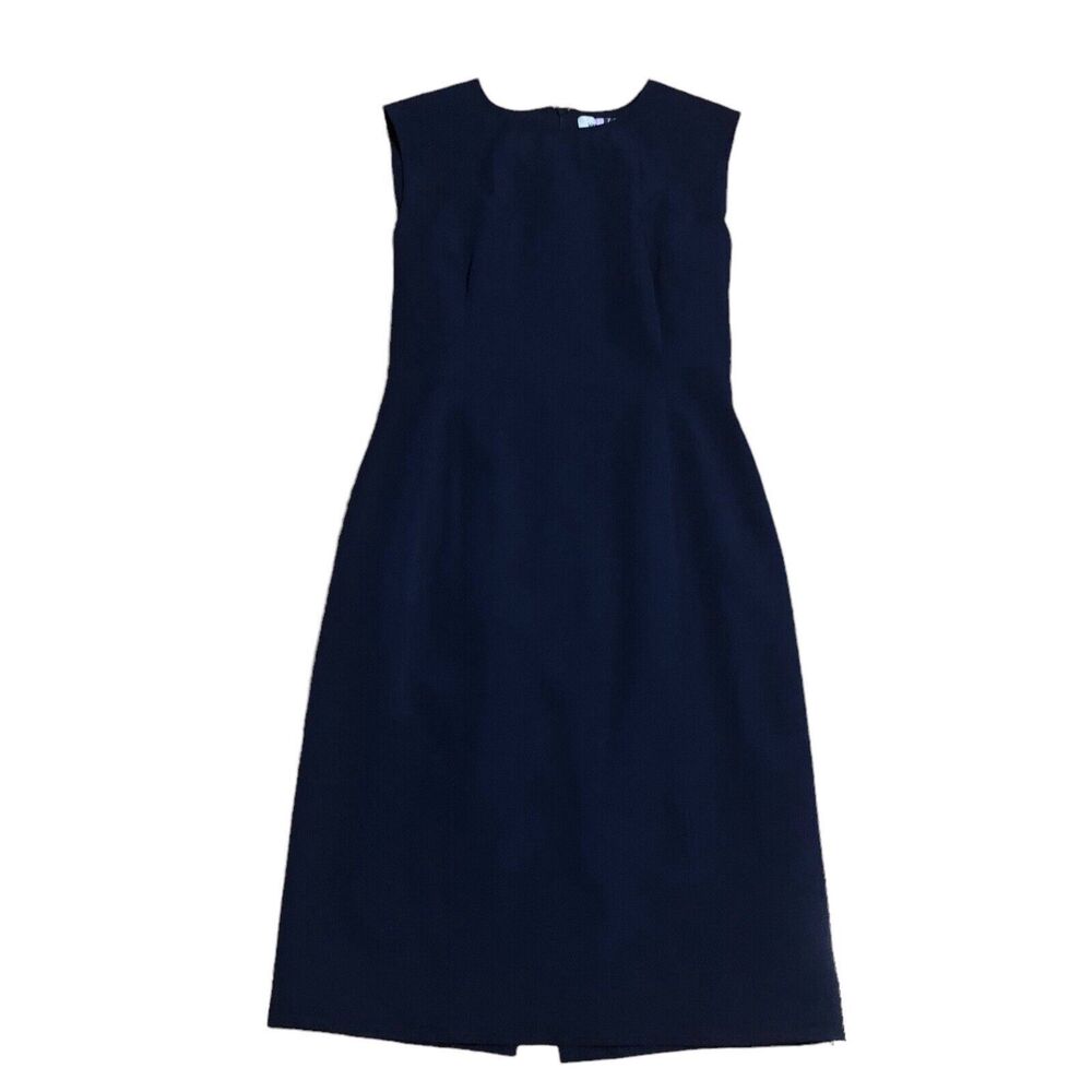 Yves Saint Laurent Womens XS Wool Sheath Dress Navy Blue Classic